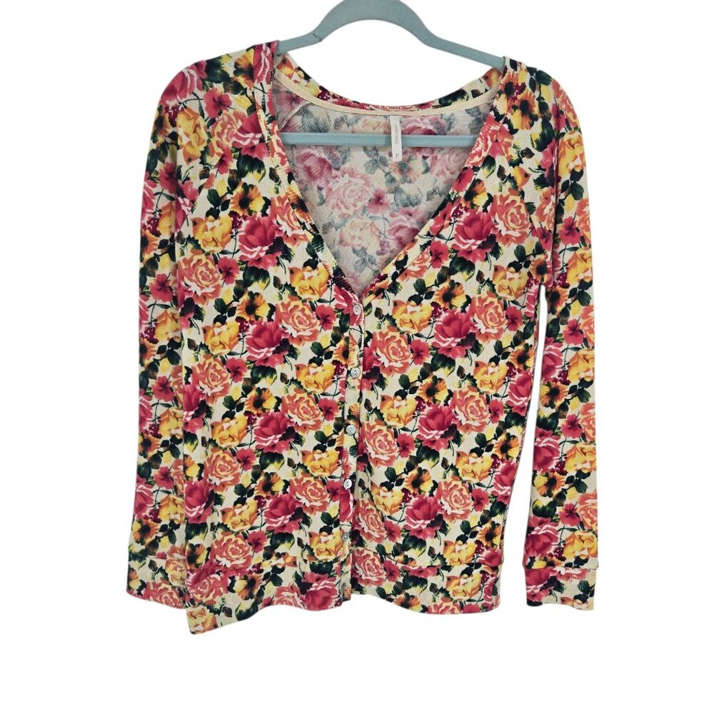 Marfinno womens Small multicolor Floral button up long sleeve cardigan sweater